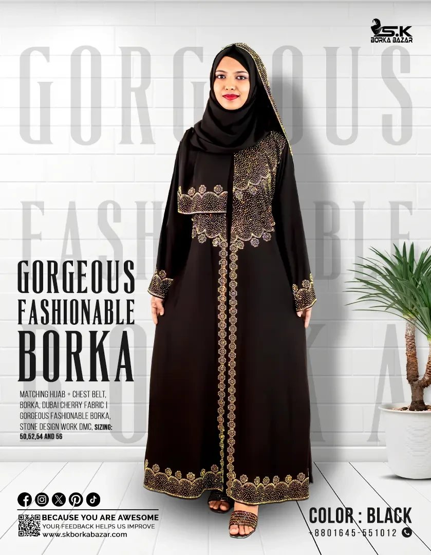 New Gorgeous Fashionable Borka Collection Black Colour