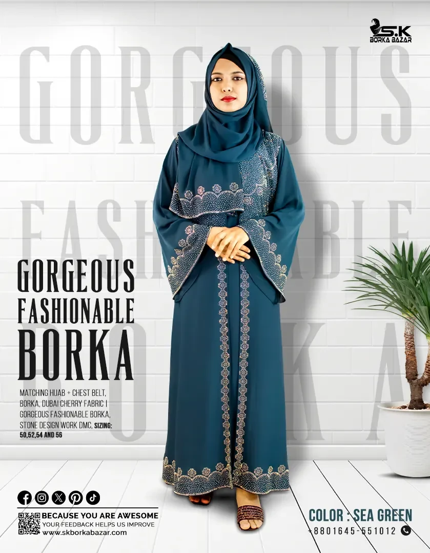 New Gorgeous Fashionable Borka Collection Sea Green Colour