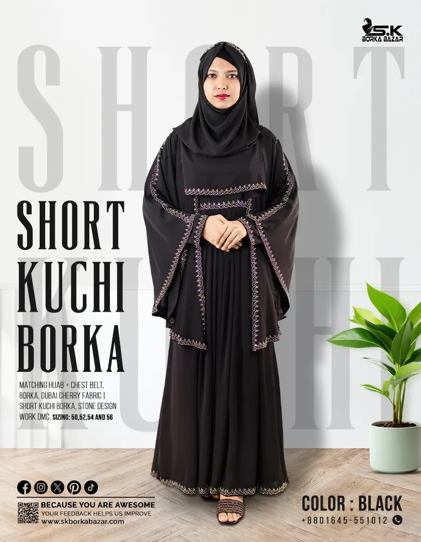 New Short Kuchi Borka Collection Black Colour