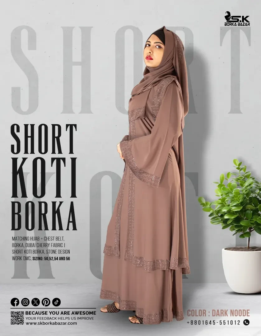 New Arabian Short Koti Borka Collection  Dark Noode Colour