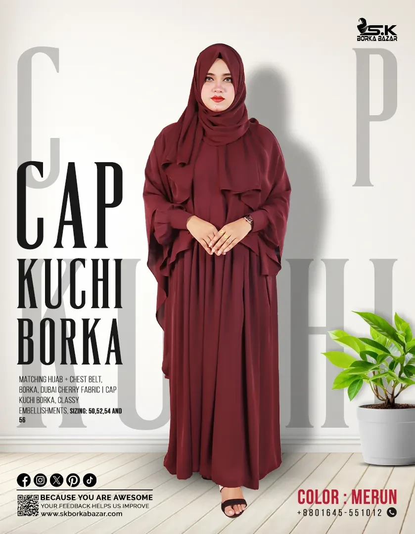 New Cap kuchi Borka Collection Maroon Colour