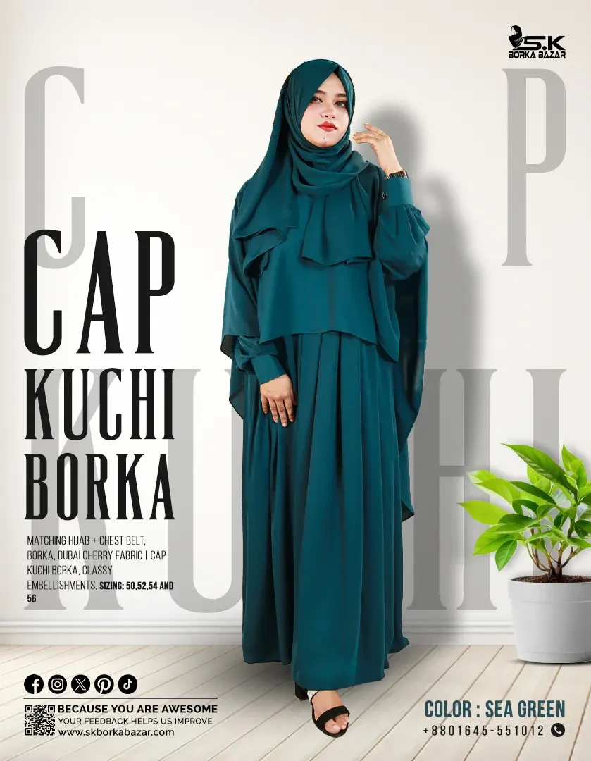 New Cap kuchi Borka Collection Sea-Green Colour