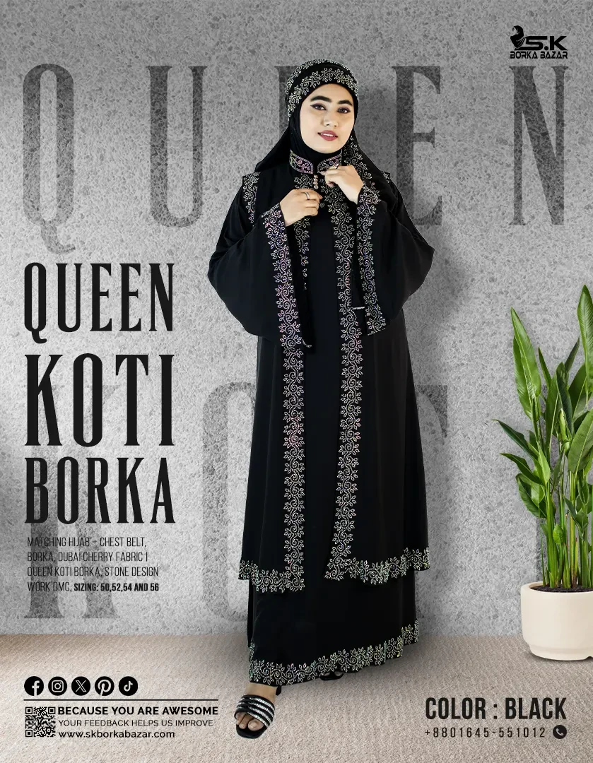 New Queen Koti Borka Collection Black Colour