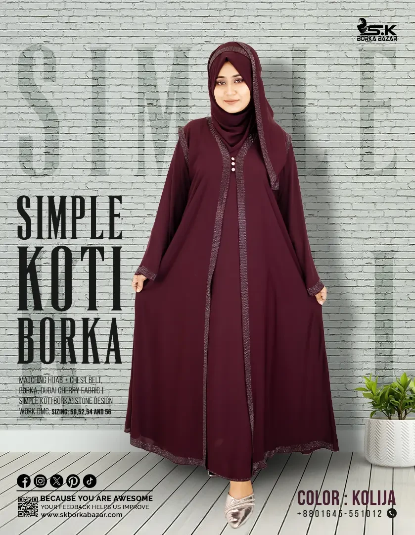 New Simple Long Koti Borka Collection Kolija Colour